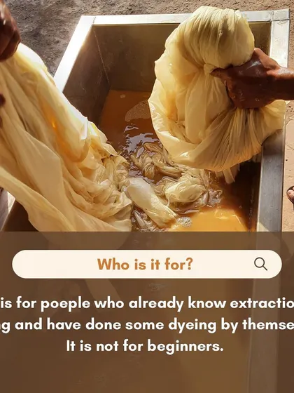 This advanced program is designed for people who already have a basic knowledge of extraction dyeing. It is not a beginner's course, but a chance to refine and scale your skills.