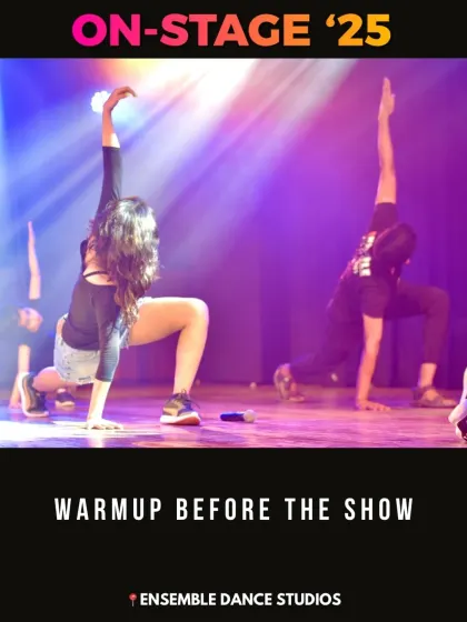 A quiet moment of warm-up before the show. We teach our students the importance of preparing their bodies to prevent injury and perform at their best.