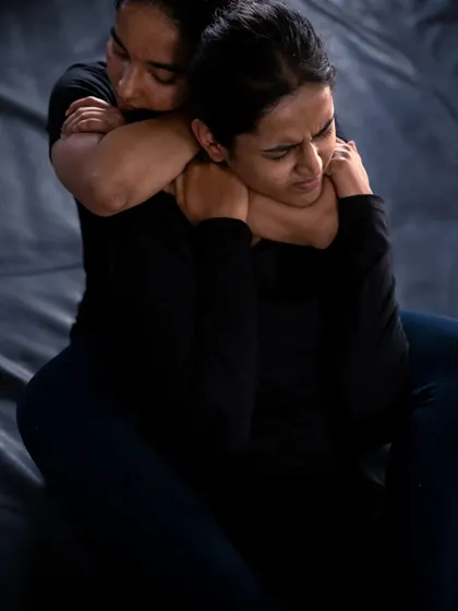 Two female students drilling a rear-naked choke. Learning self-defense skills like this empowers our students and builds immense confidence.