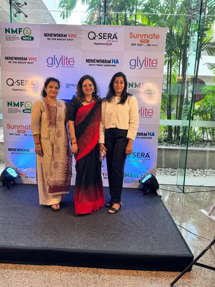 A photo with colleagues at the Aesthetic Experts Summit in Kolkata. Interacting with peers from across the country to share insights and ideas is essential for professional growth and ensures my practice remains cutting-edge.