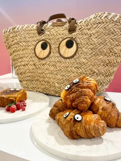 Inspired by Anya Hindmarch's iconic googly eyes, we created a series of playful pastries, including these delicious croissants. It's how we translate a brand's signature motifs into a memorable culinary experience.