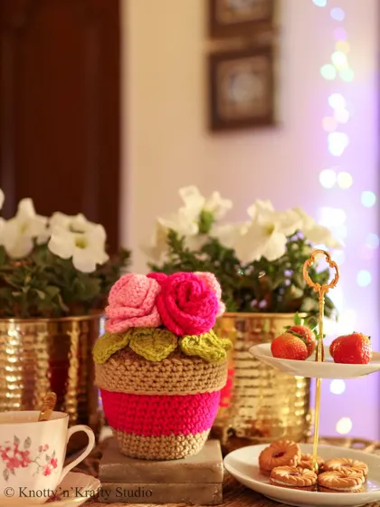 Another view of the Rosie Posie, adding a splash of pink to this sweet tea time setup.