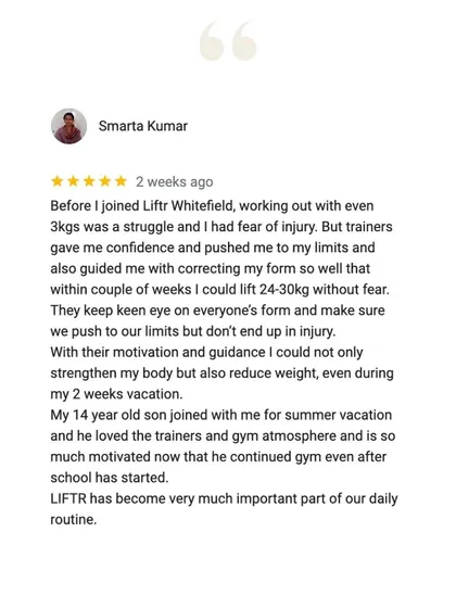 Smarta went from struggling to run 5k without pain to crushing a 10k in 74 minutes. By building strength, she not only improved her running but also found the confidence to lift 25-30 kgs without fear of injury. Her son even joined and got hooked on the positive atmosphere.