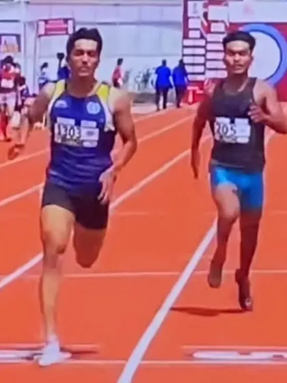 Action from the 100m final at the Junior National Athletics Championship. This image captures the intensity and power required to compete and medal at the national level.