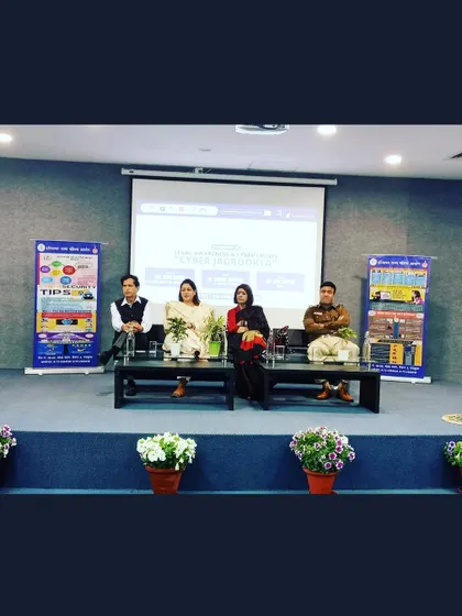 Seated on the panel for the 'Cyber Jagrookta' program, ready to discuss the legal recourses available for victims of cybercrime.