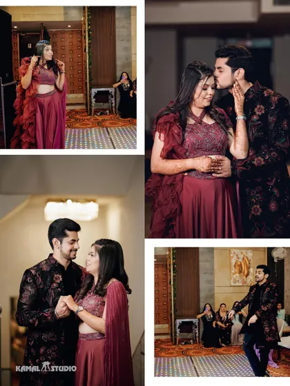 A collection of moments from the Mehendi, including the couple's dance and tender interactions.