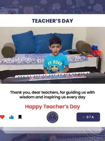 A young keyboard student shares his thanks. Our instructors are skilled at making music fun and accessible for even our youngest learners.