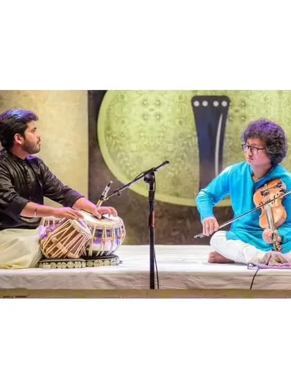 A performance shot from the Violin Festival with the amazing Manas Kumar bhai. The stage was beautifully set, creating a perfect ambiance for our violin and tabla duet.