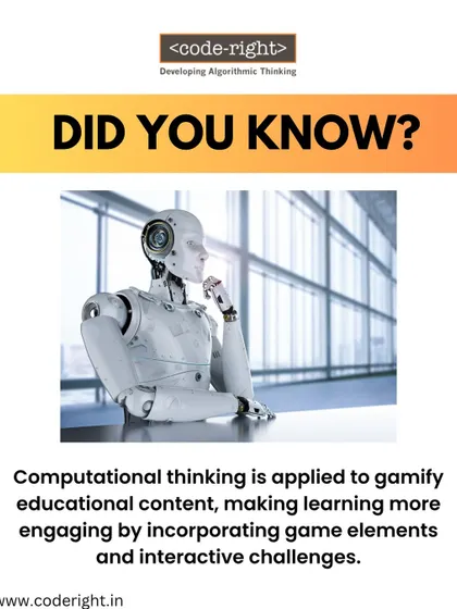 Did you know computational thinking is used to make learning fun? It's applied to gamify educational content, incorporating game elements and interactive challenges to make learning more engaging.