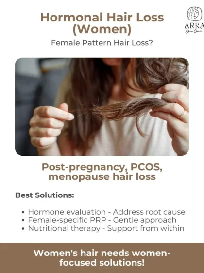 Women's hair loss is often linked to hormonal changes from PCOS, post-pregnancy, or menopause. I provide women-focused solutions that include hormone evaluation, female-specific PRP, and nutritional therapy to address the problem from within.