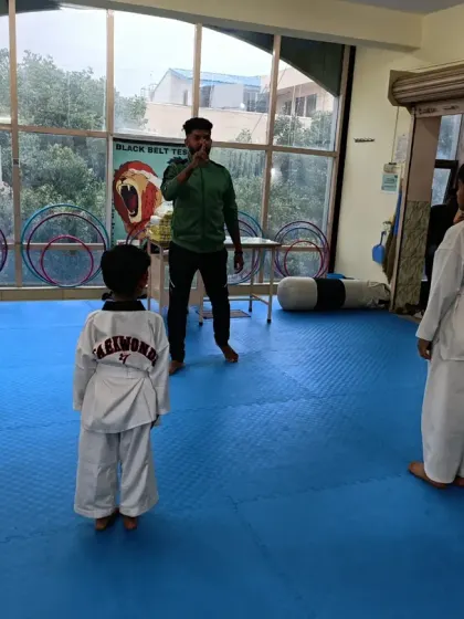 I give instructions to two young students.