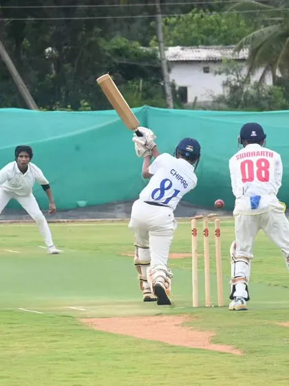 A perfect delivery in a match situation. Our bowler beats the batsman with pace and movement, showing how practice translates to on-field performance.