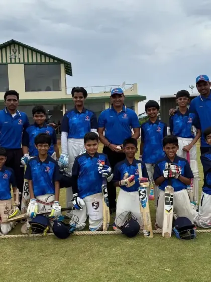 Celebrating our U12 champions from the Pravin Tambe Premier League (PTPL). This picture showcases the next generation of talent, proudly posing with their coaches and equipment after a successful tournament.