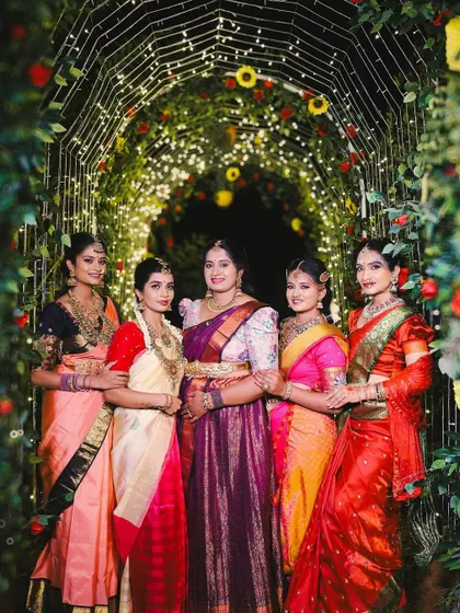 A beautiful group photo from a makeup academy's portfolio shoot, featuring our jewellery. We are proud to collaborate with makeup artists across Bangalore.