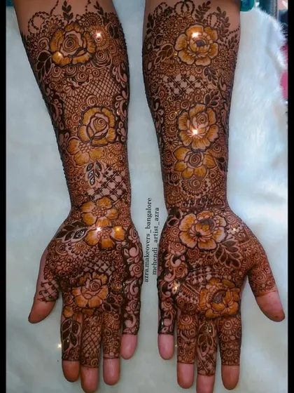 Another view of the heavy floral design, showcasing the beautiful shading and detail in the flowers.