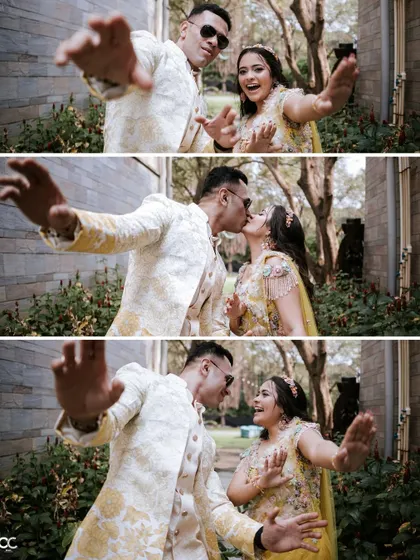 A fun and candid sequence of the couple goofing around for the camera, ending in a spontaneous kiss.