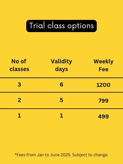 Not ready to commit to a full month? I offer trial class options so you can see if my teaching style is the right fit for you.