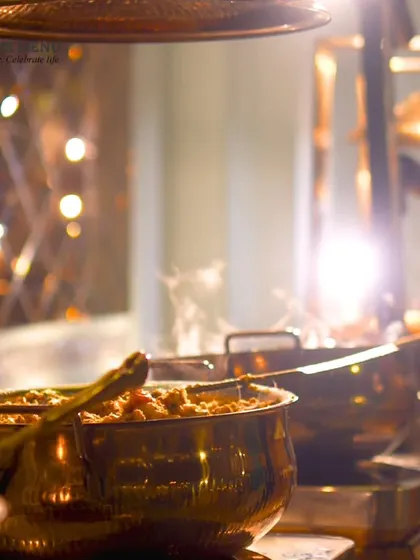 Steam rising from our hot food counters, a welcoming sight for any guest. We ensure our food is always served at the perfect temperature.