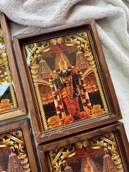 A gift that celebrates devotion and legacy. These dual-sided frames feature Lord Venkateswara Swamy on one side and a school photo on the other, created for a 50-year reunion.