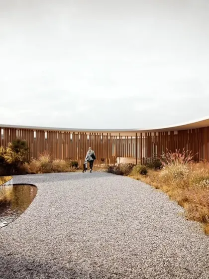 A view of the internal courtyard, a private oasis that offers a respite from the open landscape while still feeling connected to nature.