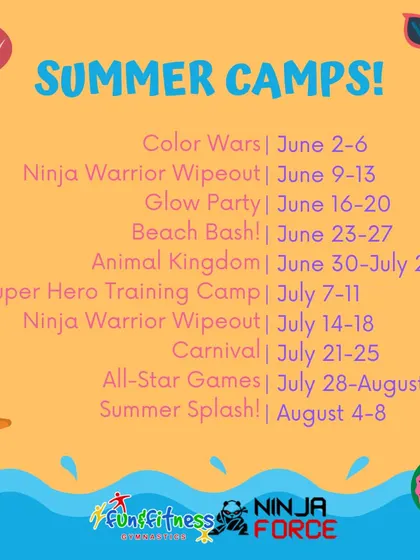 Get ready for an action packed summer with our themed camps! We offer a huge variety of weekly camps like Ninja Warrior Wipeout, Superhero Training, and Color Wars. These programs are packed with gymnastics, tumbling, and obstacle course fun.