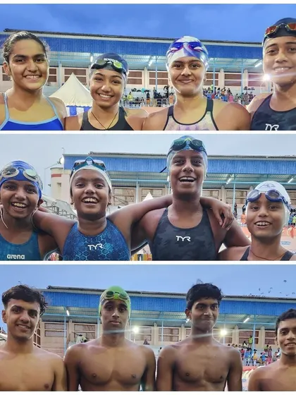 Celebrating gold for our medley relay teams.