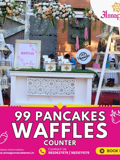 We partner with popular brands like 99 Pancakes to bring their famous waffle counters to your private events, offering a special treat for your guests.