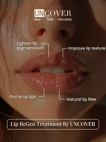Our Lip ReGen treatment helps lighten lip pigmentation, improve texture, and naturally plump up lips without fillers. Get naturally smooth, pink lips.