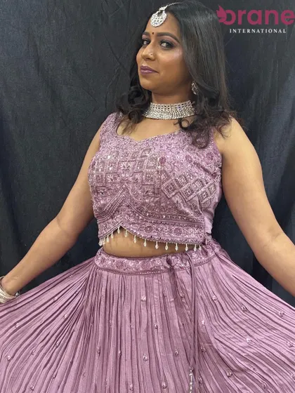 The full lehenga twirl, showing the beautiful movement and design of the outfit.