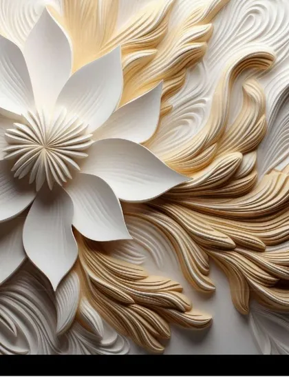 A beautiful 3D UV Marble sheet with a large, sculpted white flower design. The intricate details and texture make it a stunning focal point.