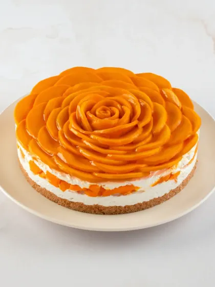 This is our Classic Mango Cheesecake. For those who love the pure, unadulterated flavour of mango, this one is for you. It’s simple, creamy, and full of fresh Alphonso mango.