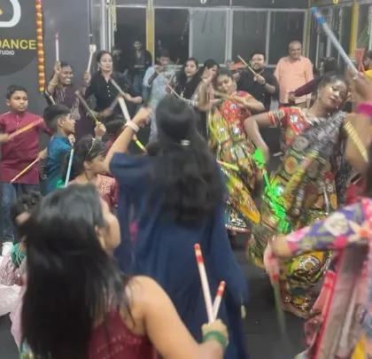 A candid shot of our students lost in the rhythm of Dandiya. We love capturing these moments of pure happiness during our festival events.