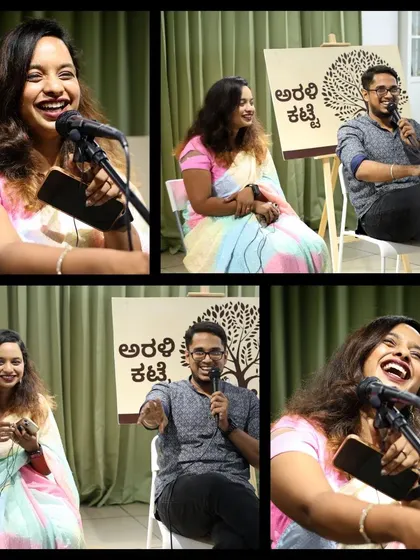 The host shares a laugh with a guest, creating a warm and interactive show.