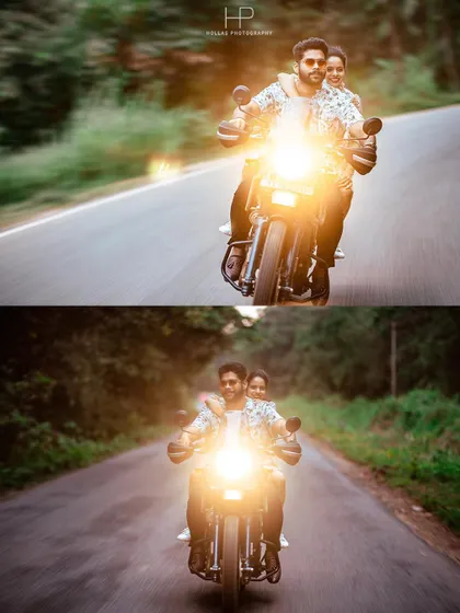 A duplicate of the dynamic motorcycle shot, emphasizing its appeal. The motion blur and bright headlight create a sense of adventure and freedom.