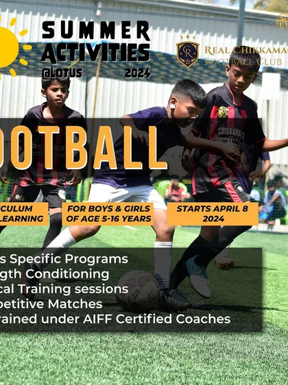 Kickstart your child's summer with our Football Camp. Led by AIFF certified coaches, this program offers curriculum-based learning, tactical training, and competitive matches for boys and girls aged 5-16.