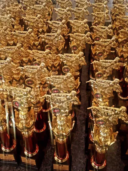 Another angle of the impressive trophy collection for the tournament winners.