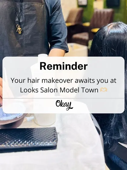 A friendly reminder that your next hair makeover awaits at our salon. This shot shows our stylist preparing for a color service.