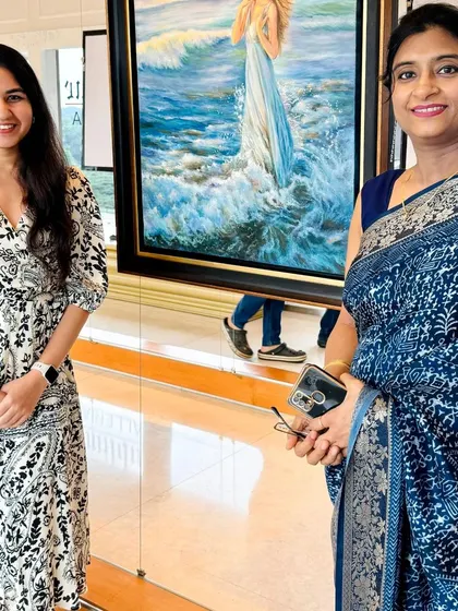 Artist Rashmi Soni at her solo show 'Serenity' at Sublime Galleria.