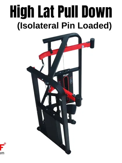 An angled side view of the High Lat Pulldown machine.