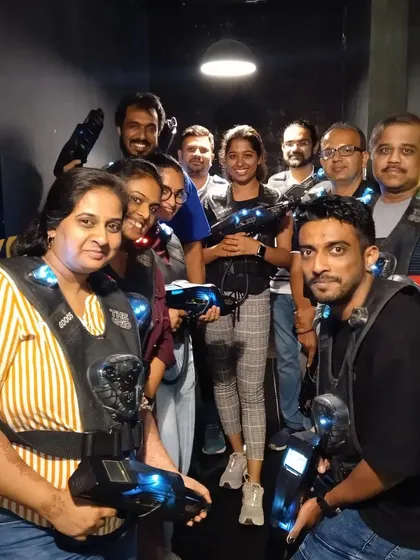 Making memories with the best crew. This group is all smiles after an exciting game of laser tag.