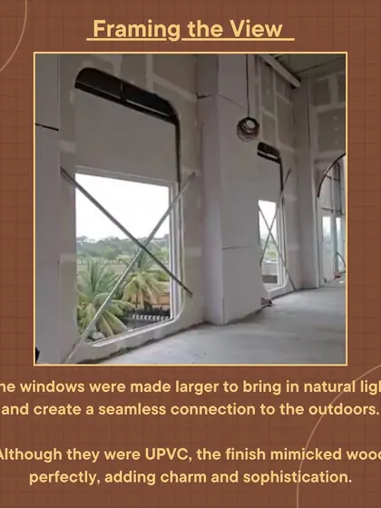 We believe in framing the view. For this project, we enlarged the windows to bring in more natural light and gave them a wood-mimicking finish for added charm.