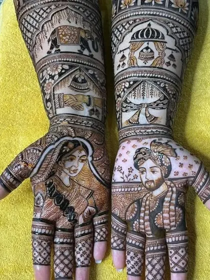 The complete set of bride and groom portrait mehandi. This is my most requested service for brides who want something truly personal.