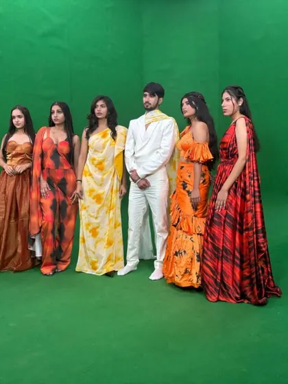 A collection of my custom-designed gowns and sarees showcased on the runway. I can coordinate outfits for the entire wedding party, from the bride and groom to the bridesmaids.