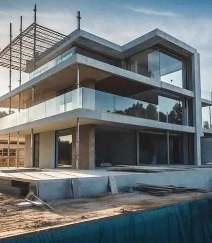 We believe in transparency throughout the construction process. This image captures one of our modern residential projects during the build phase, showcasing the solid structural work and architectural integrity that forms the foundation of every home we create.