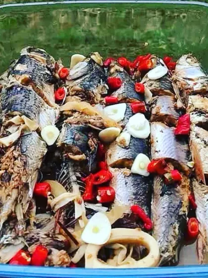 A traditional Naga preparation of fish with bamboo shoot and king chilli. The fish is marinated and slow-cooked to absorb all the spicy and tangy flavours.