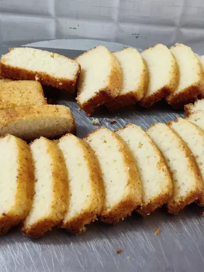 My Mawa Rawa cake, sliced and ready to be served. It's a simple, traditional tea cake with a wonderfully moist and slightly crumbly texture that everyone loves.