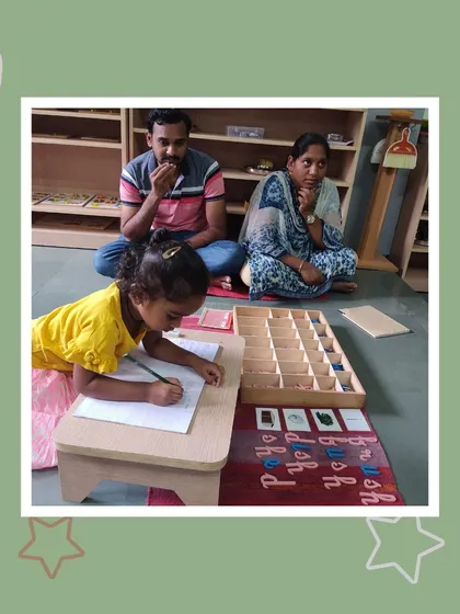 Joshya practices her writing skills, carefully forming letters. The pride her parents feel is palpable as they witness her journey into literacy.
