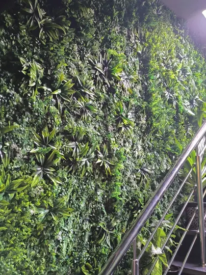 The texture and depth of the foliage used at the Corfit gym project. I use a variety of plant types to create a rich and natural looking artificial green wall.