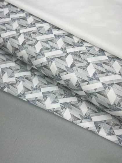 A modern, geometric print fabric from my latest kurta izaar collection. This material offers both unmatched comfort and a unique, stylish look.