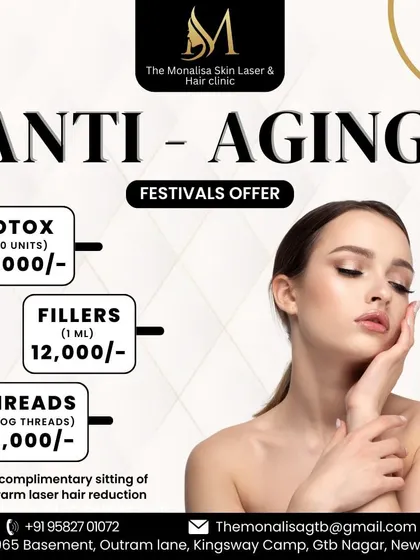 Our festival offer on anti-aging treatments is here. Get special pricing on Botox, Fillers, and Threads, and receive a complimentary sitting of underarm laser hair reduction with your treatment.